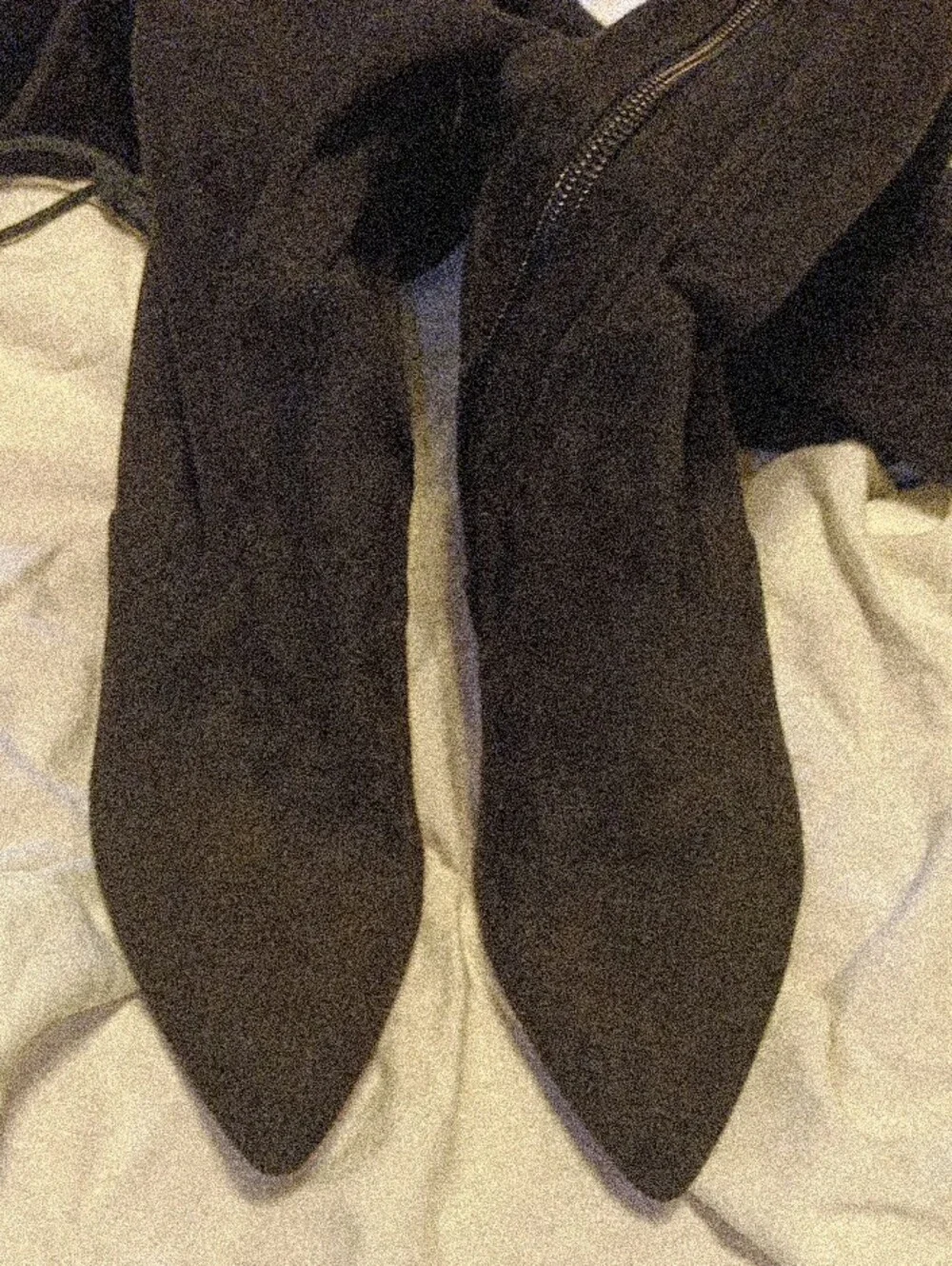 Tall Black Over-the-Knee Black Heel Boots with Back Tie